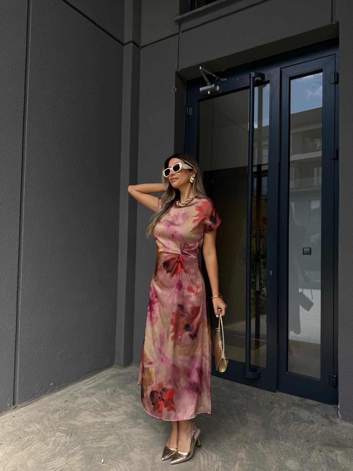 Zr Model Ruena Saten Pembe Elbiseyelb3020grs