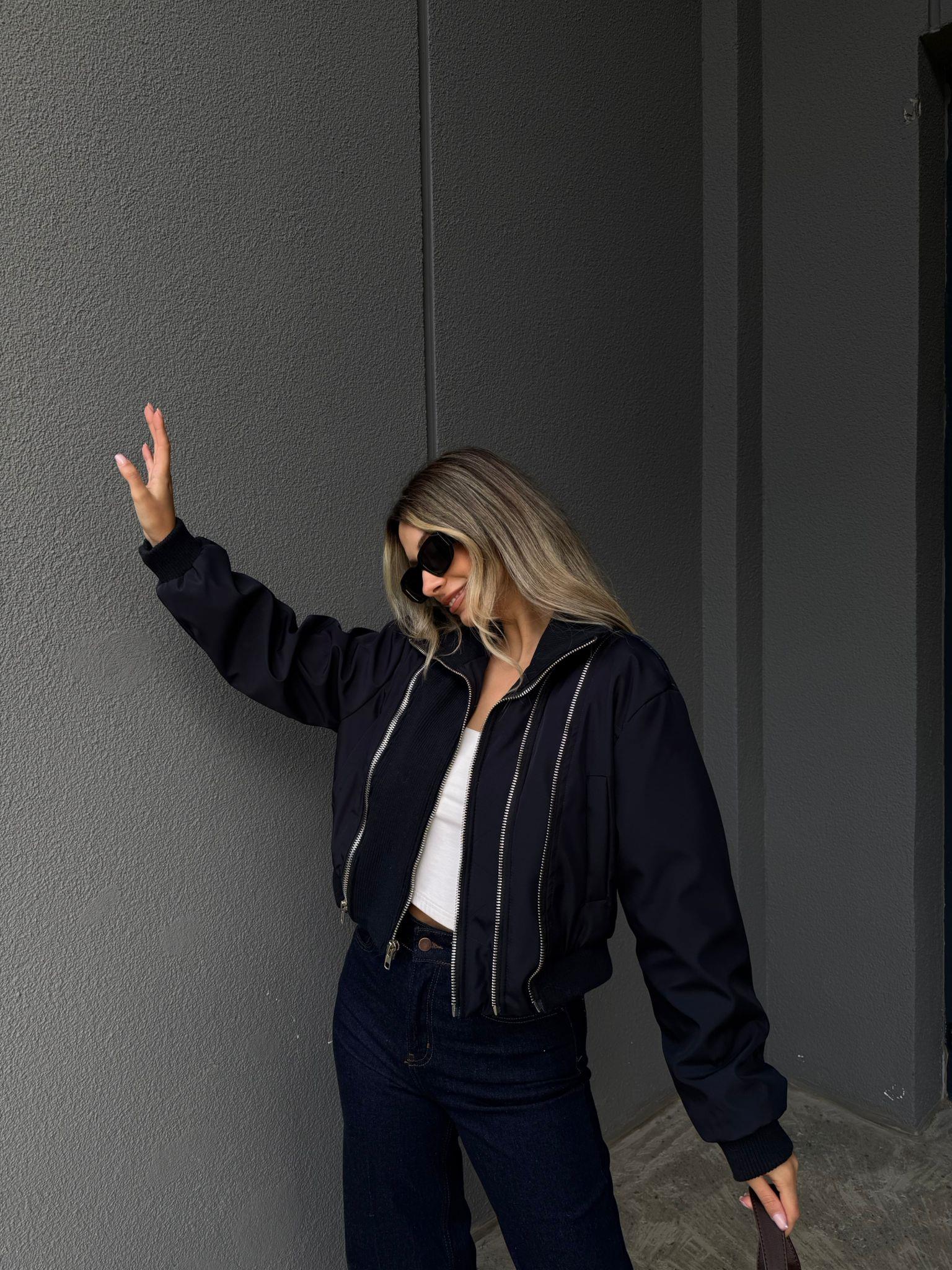 Zra Fermuarlı Kontrast Bomber Mont mnt2174kymd