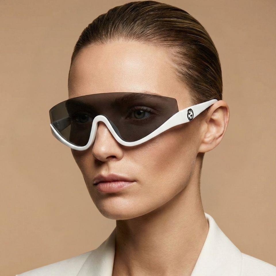 Gucci GG1650S 007 99-1 Unisex Füme Mat Camlı Beyaz Asetat Geometrik Güneş Gözlüğü