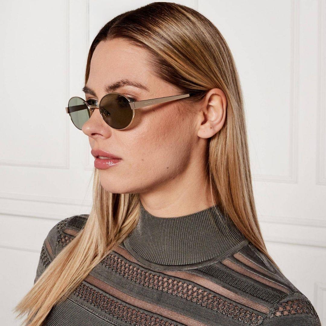Yves Saint Laurent SL 692 003 55-19 Kadın Güneş Gözlüğü – Altın Metal Çerçeve, Yeşil Mat Cam