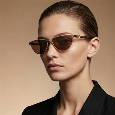 Alexander McQueen AM0456S 002 Altın Kahverengi Cat Eye Kadın Güneş Gözlüğü 60-14