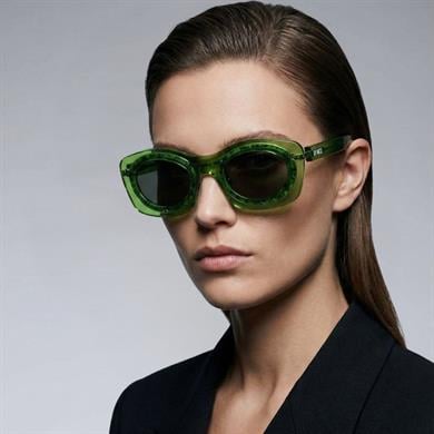 Alexander McQueen MQ0358S 001 Yeşil Geometrik Kadın Güneş Gözlüğü 52-22