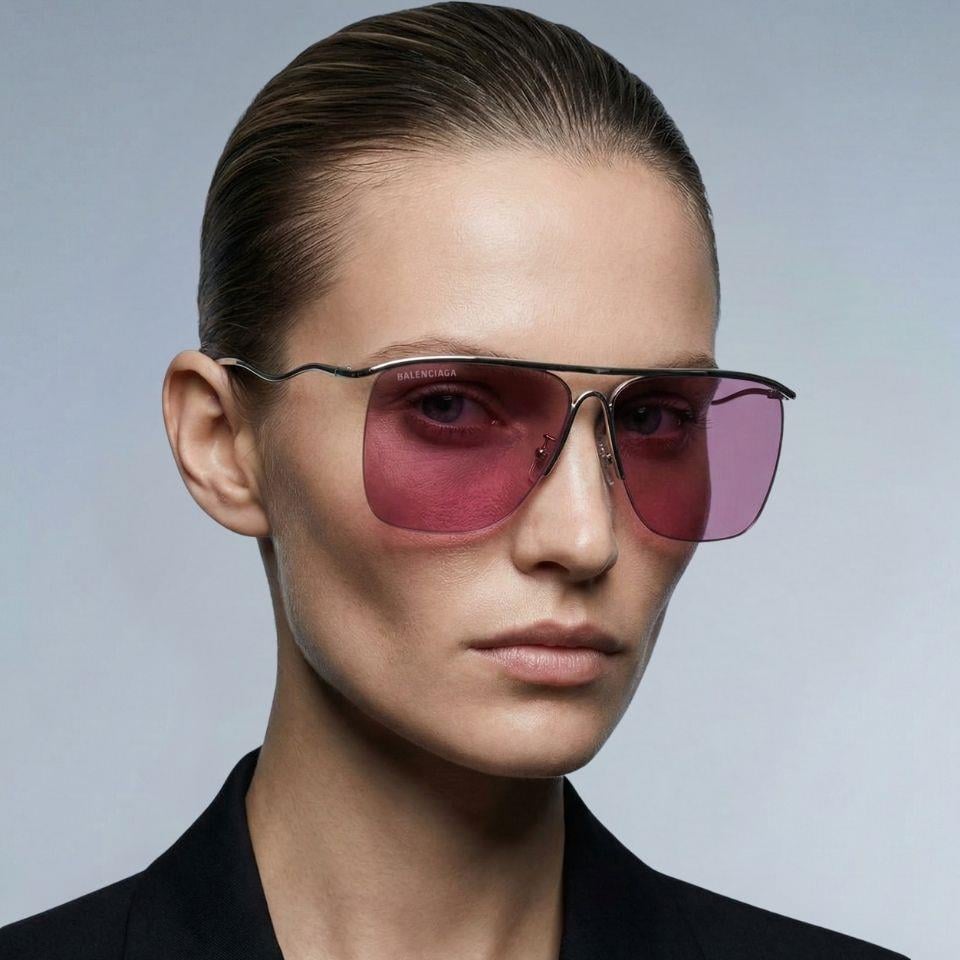 Balenciaga BB0092S 003 Gümüş Pembe Damla Kadın Güneş Gözlüğü 61-14