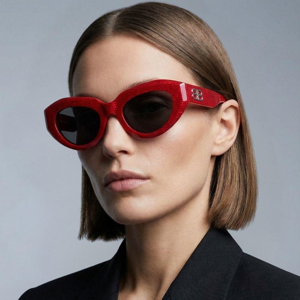 Balenciaga BB0236S 003 Kırmızı Füme Cat Eye Kadın Güneş Gözlüğü 52-22