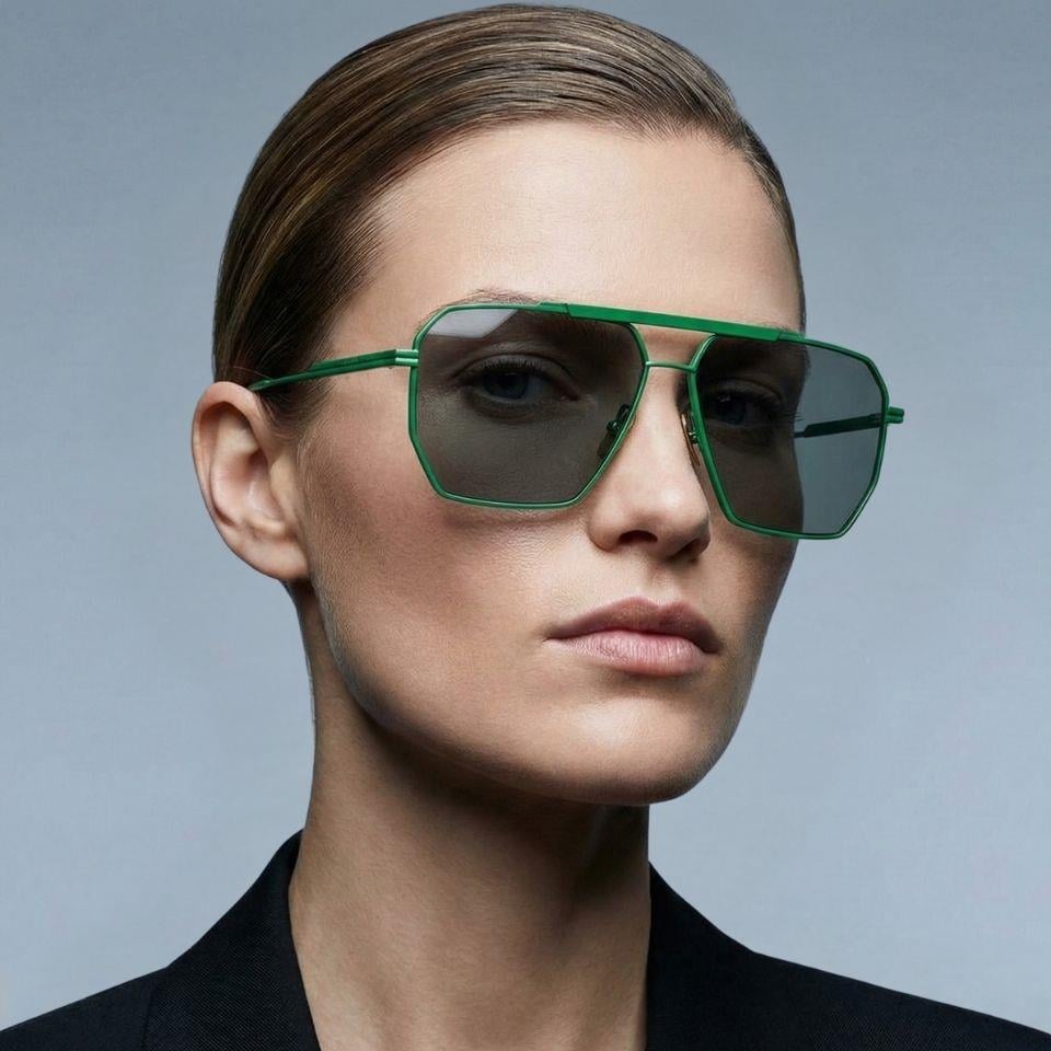 Bottega Veneta BV1012S 006 Yeşil Mat Unisex Güneş Gözlüğü 60-13