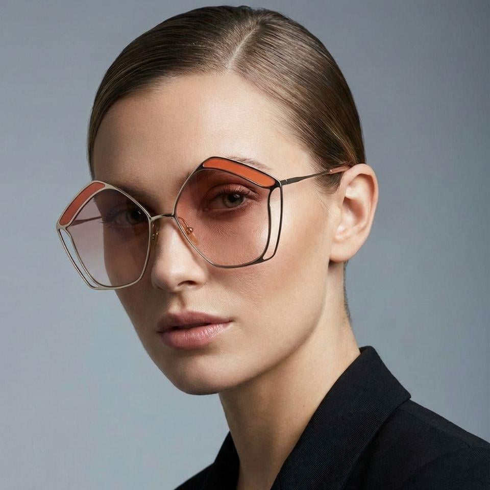 Chloe 0026S 003 Altın Turuncu Geometrik Kadın Güneş Gözlüğü 59-16