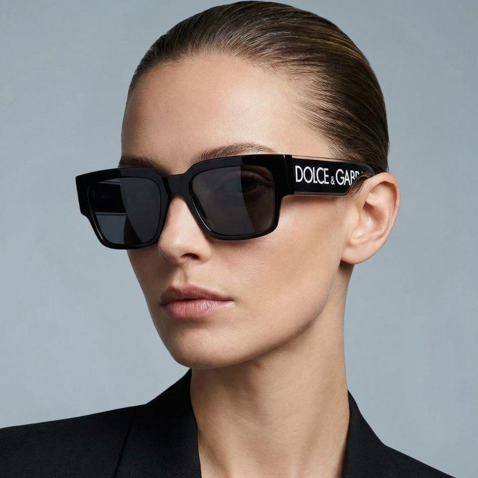 Dolce & Gabbana 6184 501/87 52-18 Kadın Füme Mat Camlı Siyah Asetat Kare Çerçeve Güneş Gözlüğü