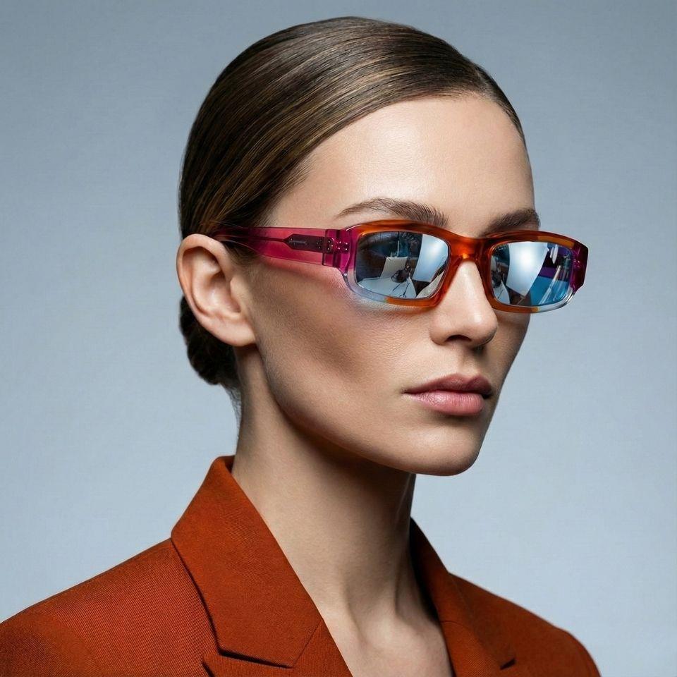 Jacquemus Les Lunettes Altu Multi Orange 55-21 Kadın Dikdörtgen Turuncu Asetat Füme Aynalı Güneş Gözlüğü