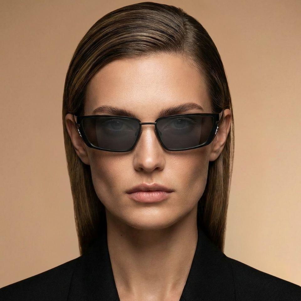 Off-White OERI119 1007 56-17 Kadın Güneş Gözlüğü – Siyah Metal Çerçeve, Siyah UV400 Cam