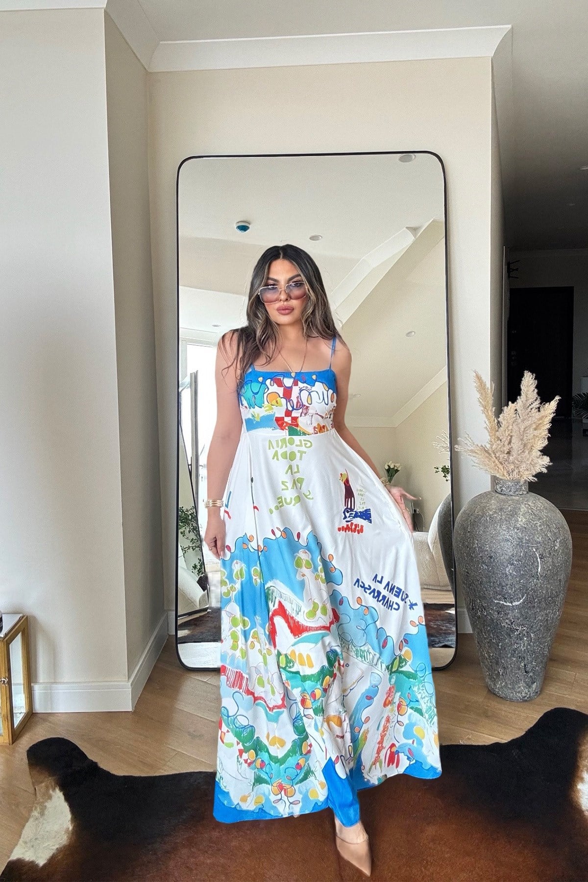 Alms Summer Dress Mavi-Beyaz