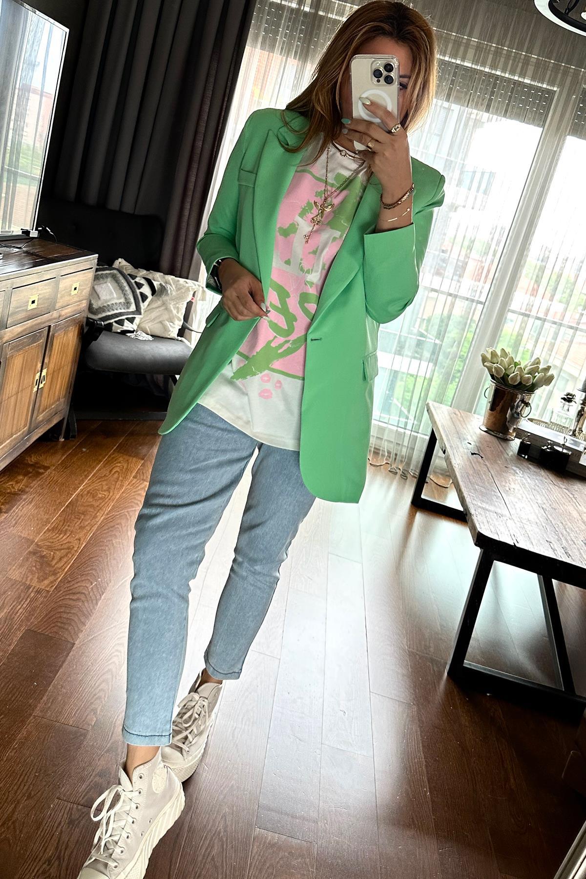 Blazer Ceket Elma Yeşili