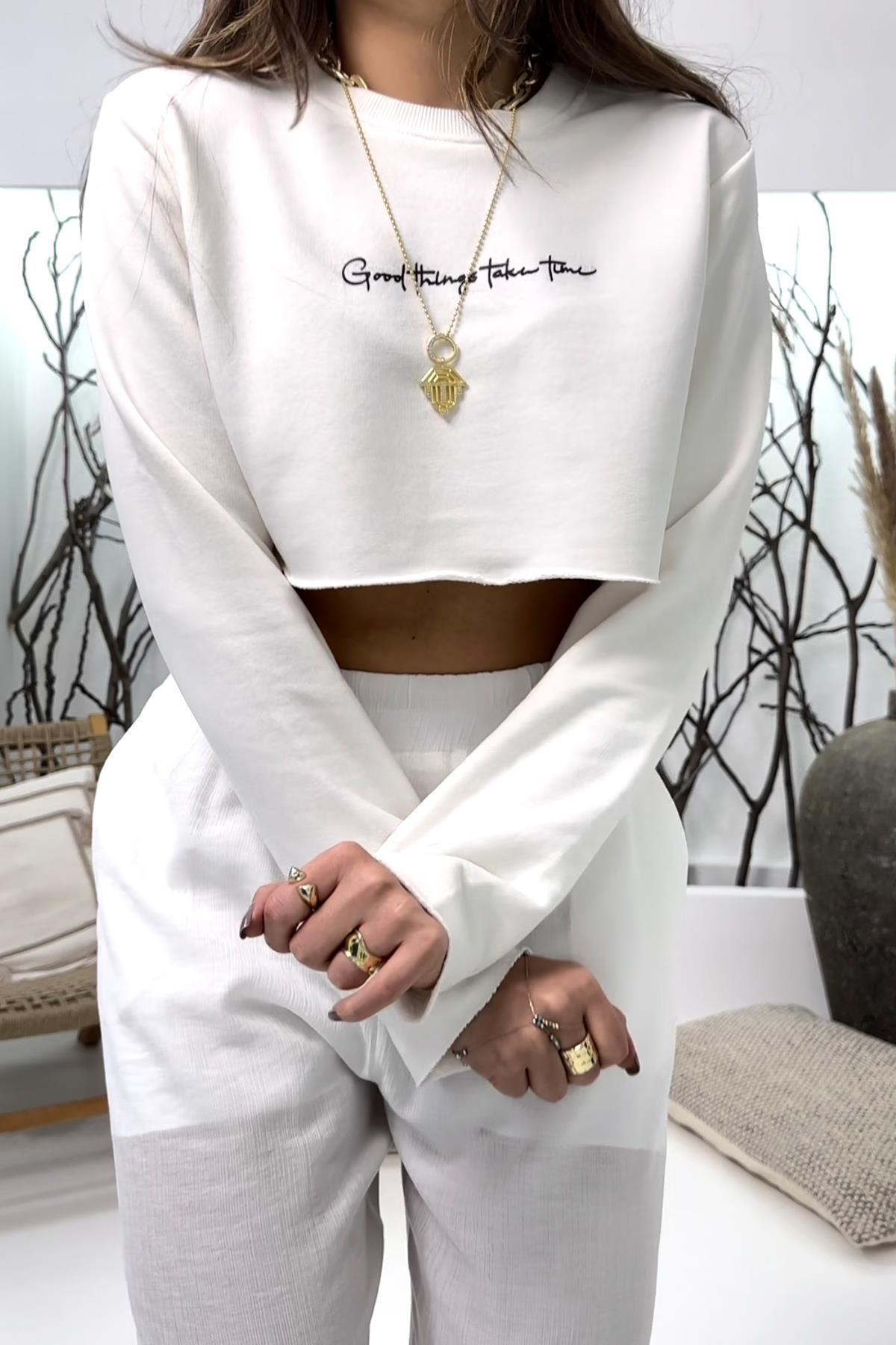 Good Things Crop Sweat Ekru