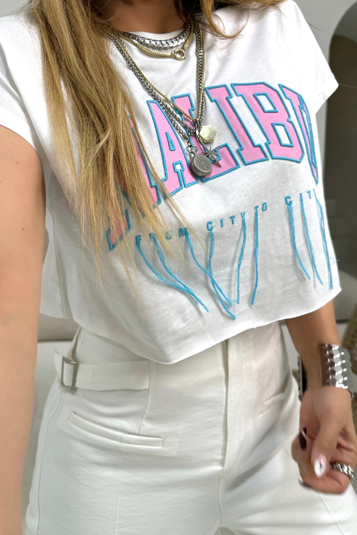 İp Detaylı Malibu Tshirt Ekru