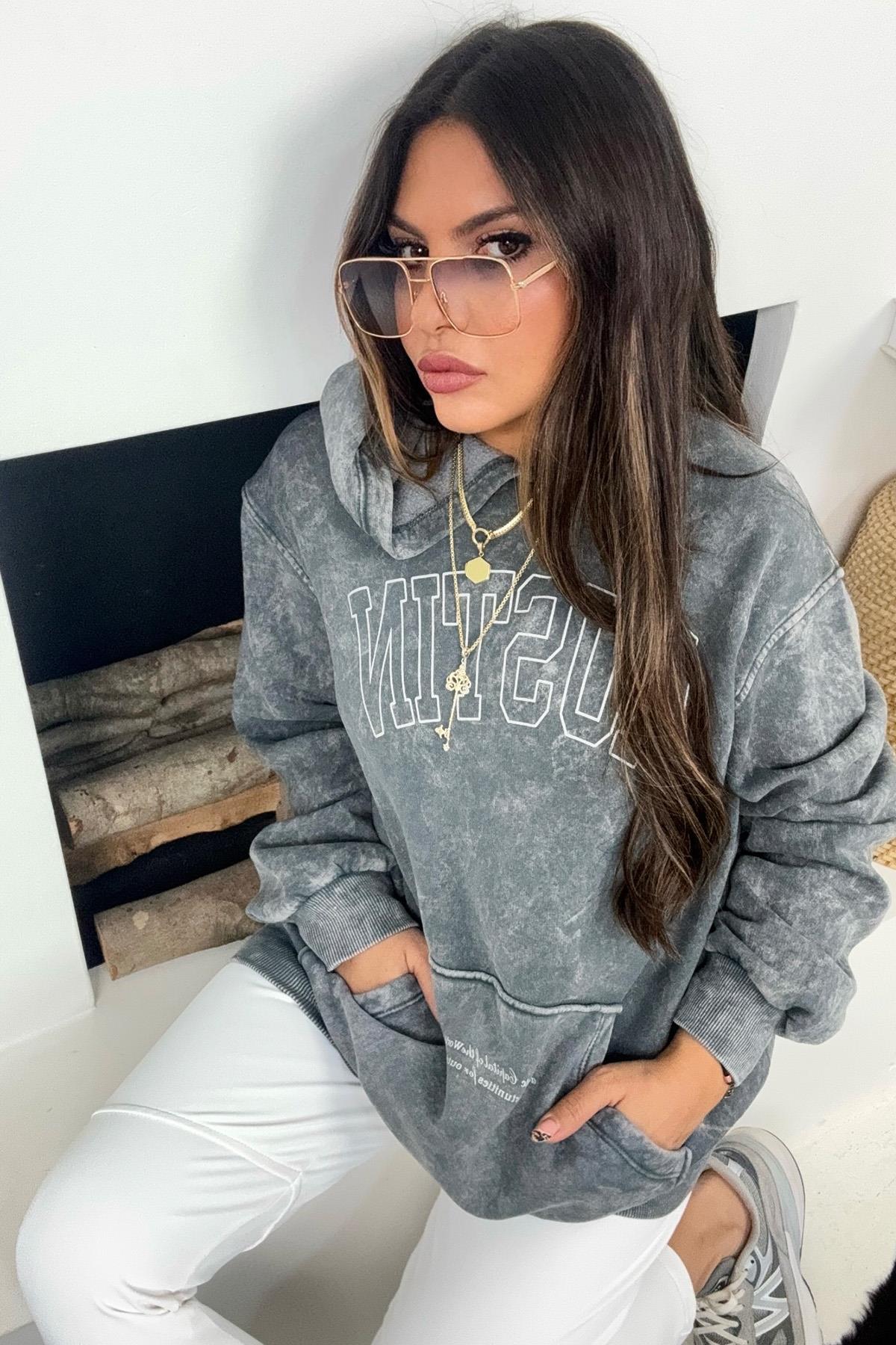 Kapüşonlu Austin Sweatshirt Gri