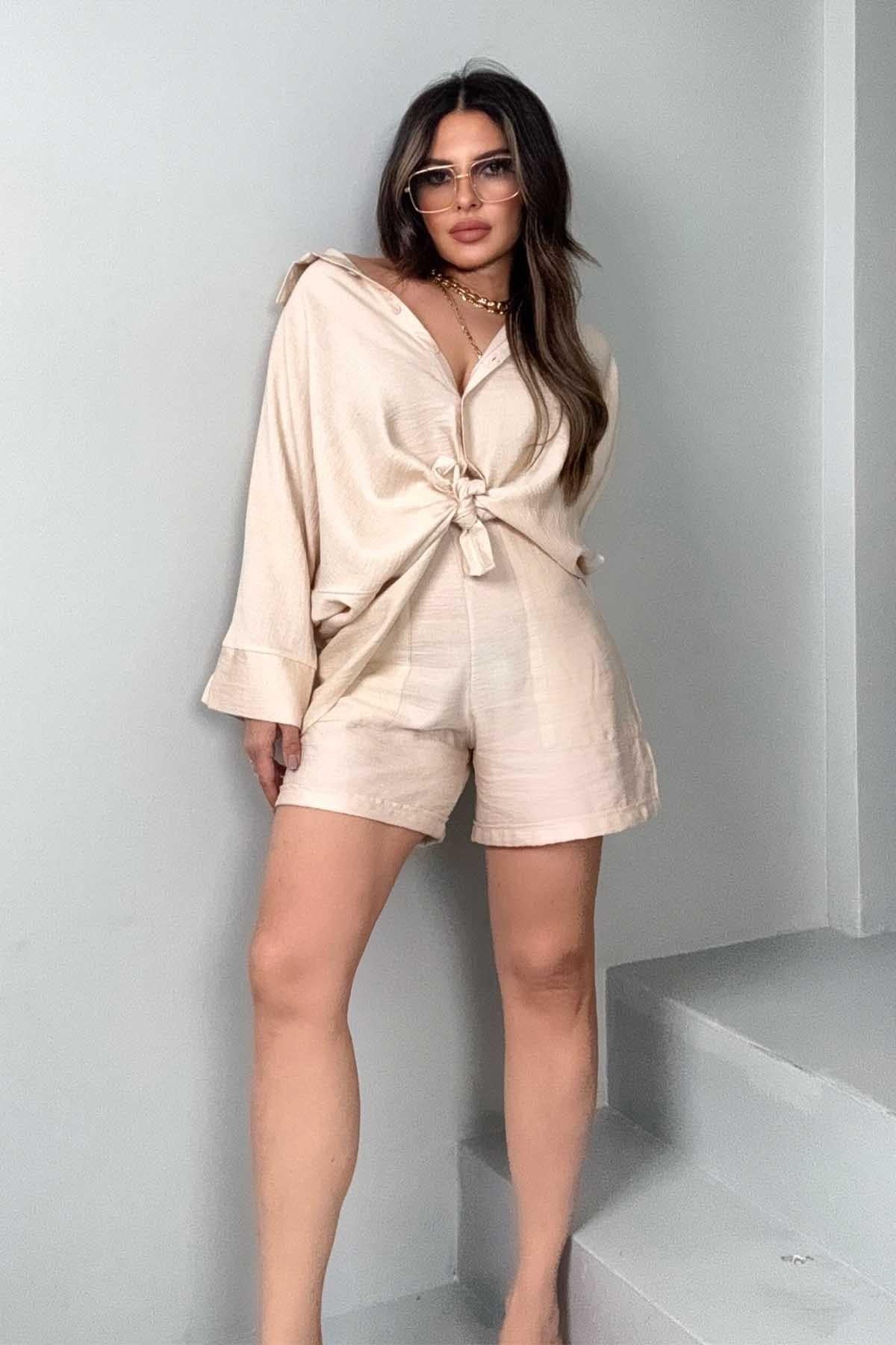 Massi Model Oversize Şortlu Takım Taş