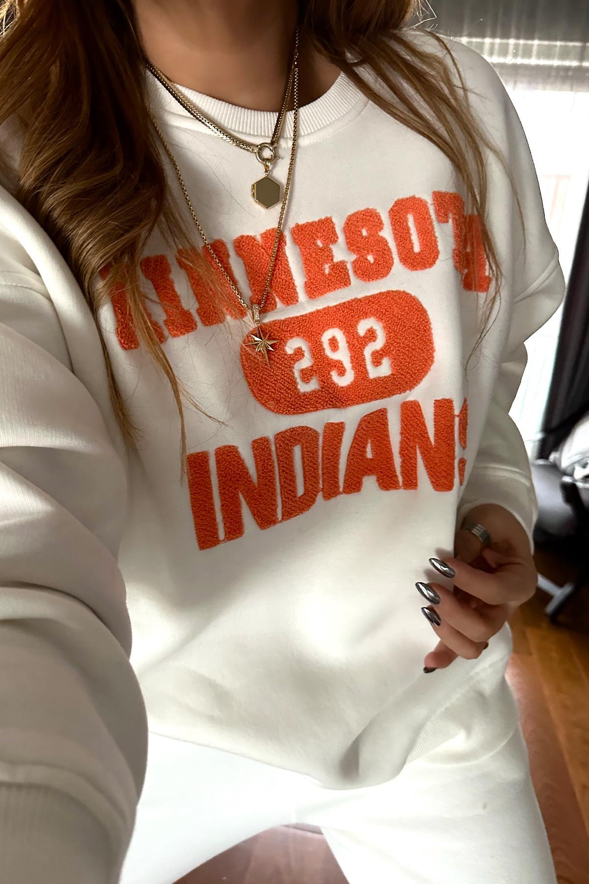 Minnesota Kabartmalı Sweat Ekru