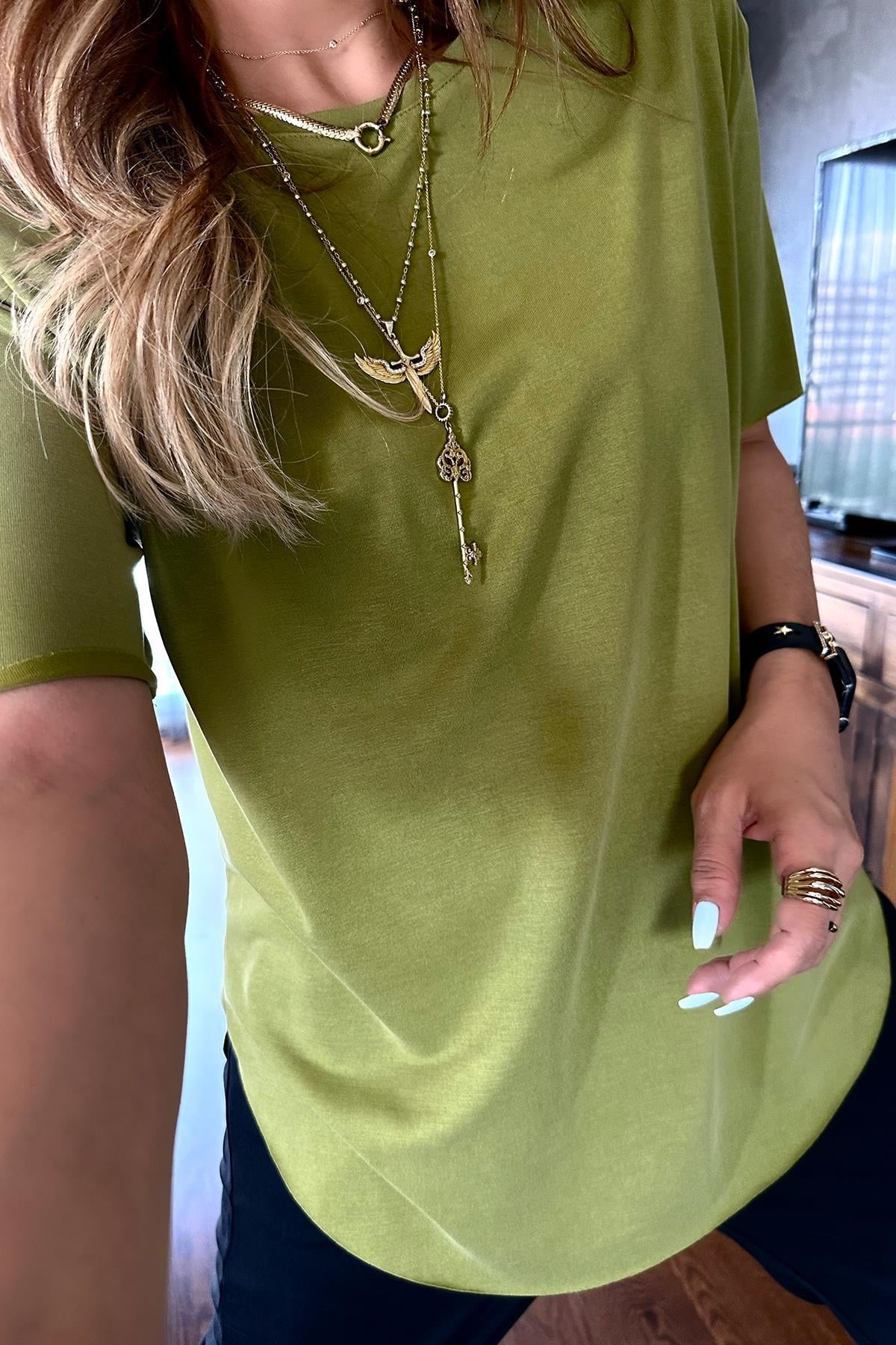 Modal Kumaş Tshirt Zeytin Yeşili
