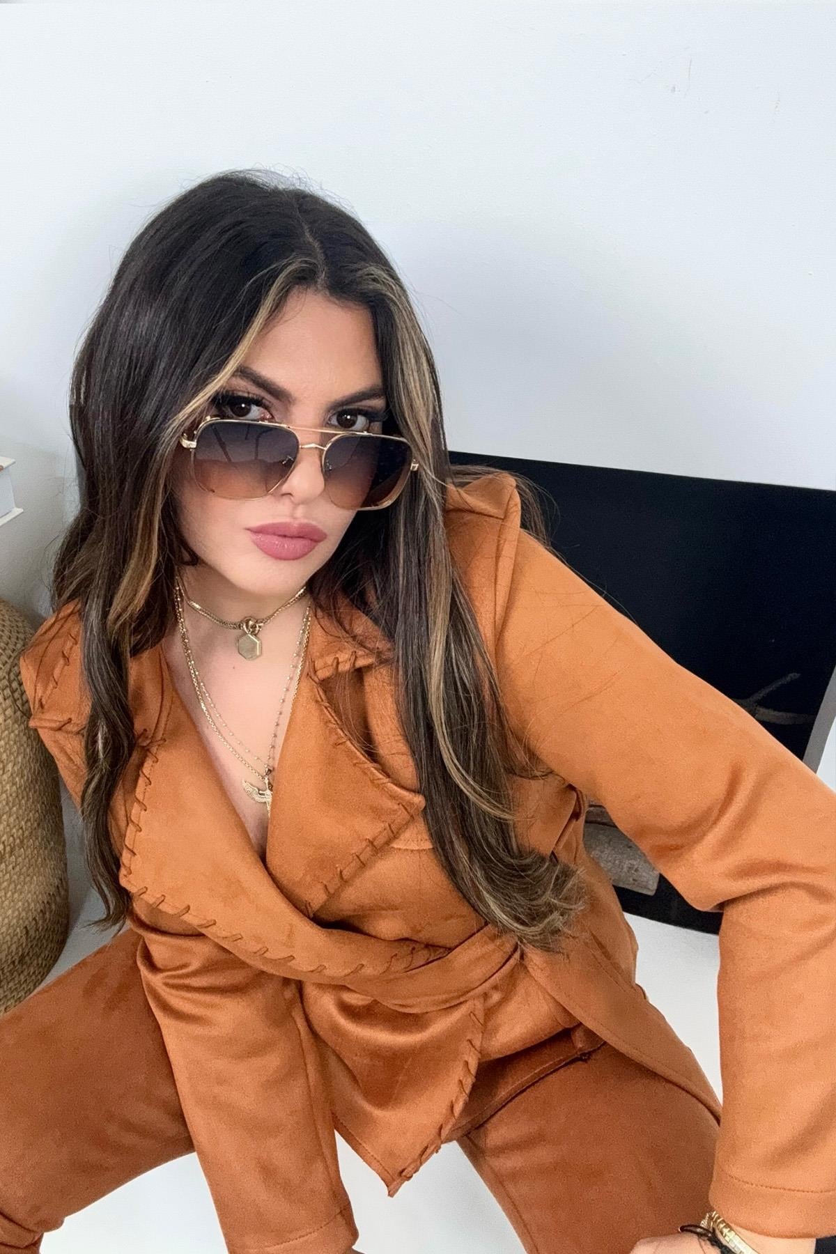 NW Model Çoban Dikişli Güderi Ceket Taba