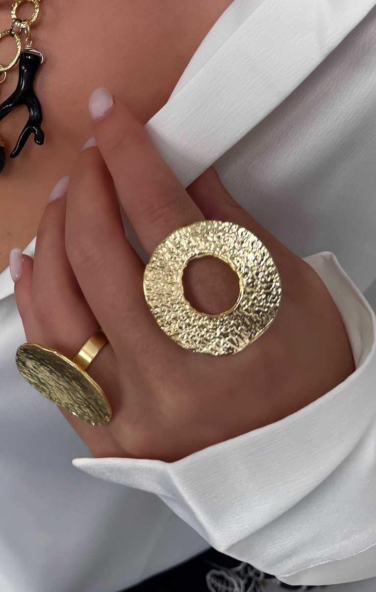 Ortası Boş Yuvarlak Yüzük Gold