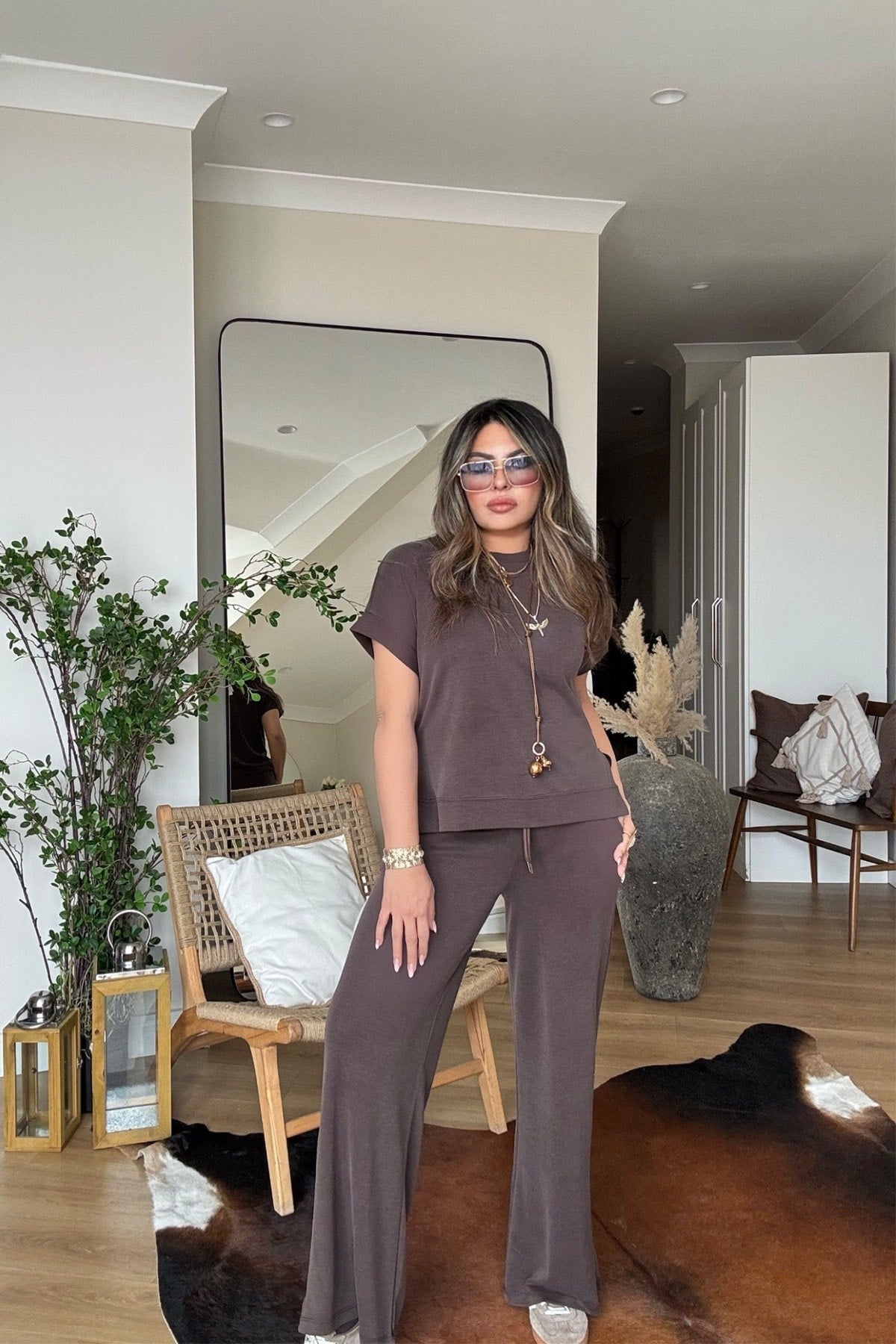 OYS Model Kısa Kollu Takım Acı Kahve