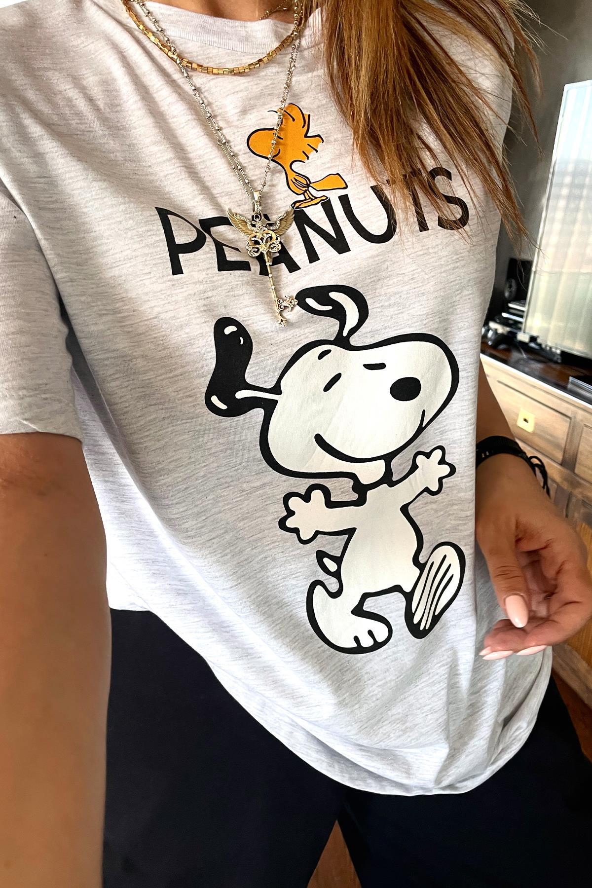 Peanuts Baskılı Tshirt Gri
