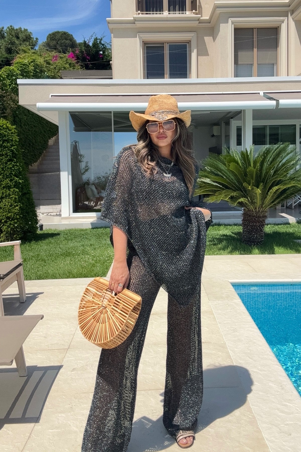 Simli Panço Model Beach Takım Siyah