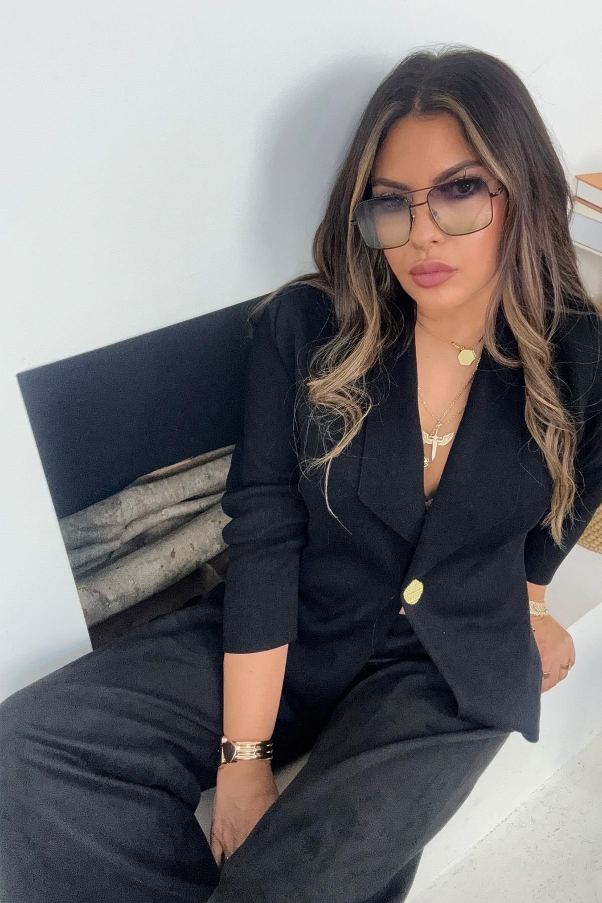 Tek Düğme Ceket Model Hırka Siyah