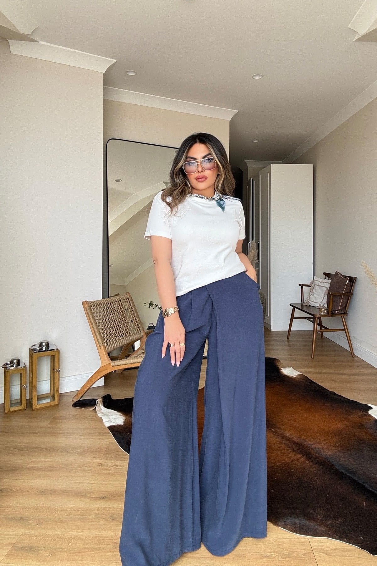 Tencel Kumaş Pantolon Etek Lacivert