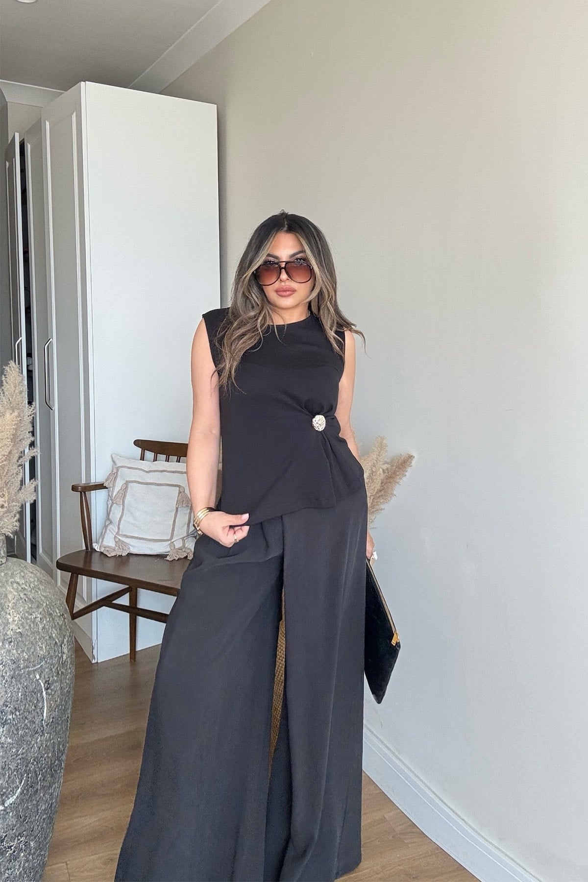 Tencel Kumaş Pantolon Etek Siyah