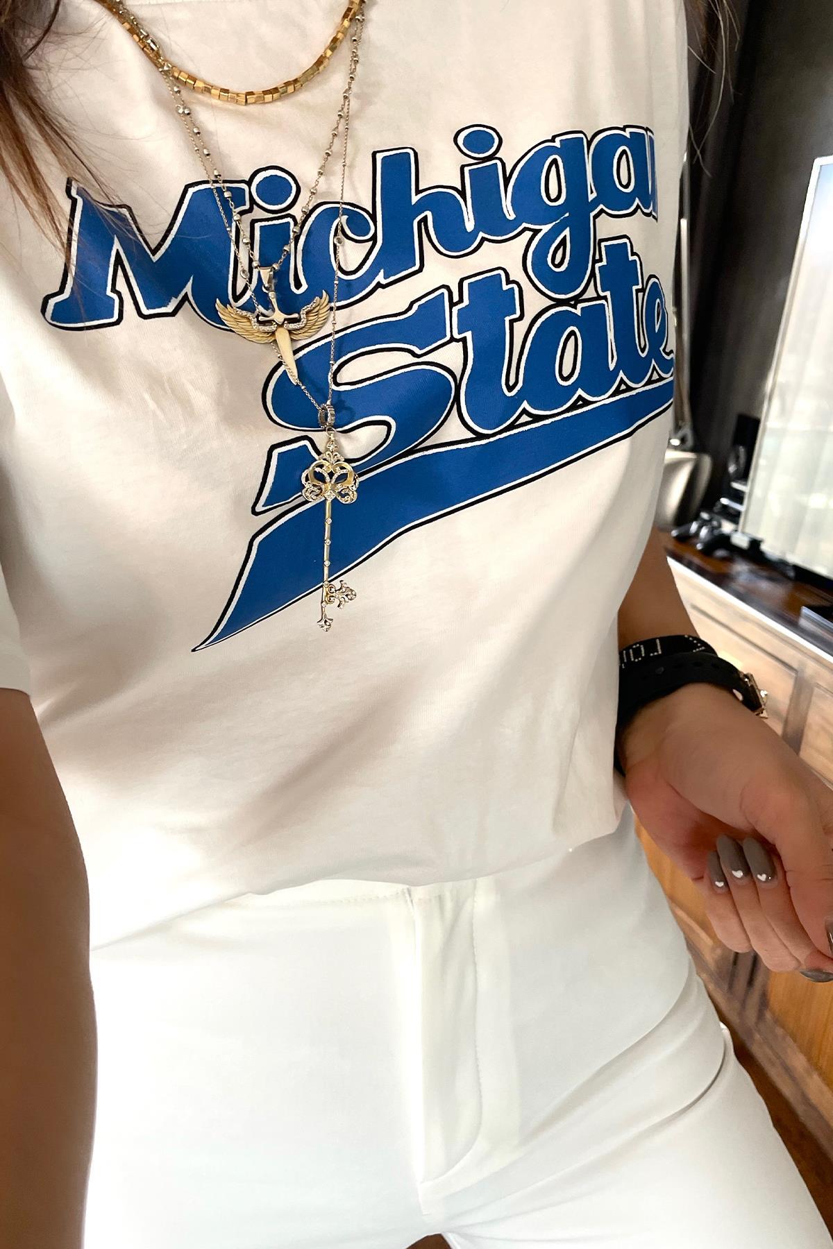 Yazılı Tshirt Ekru
