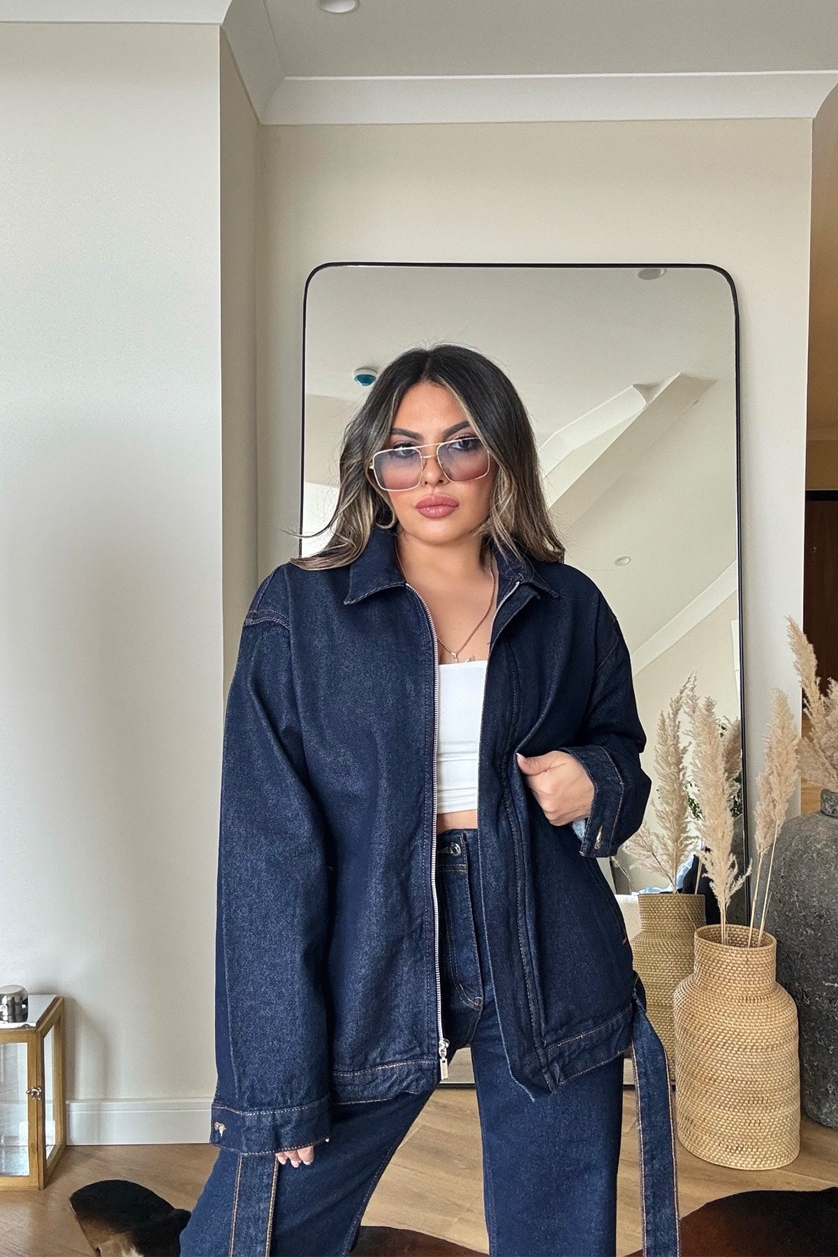 Zr Model Likralı Jean Ceket Lacivert