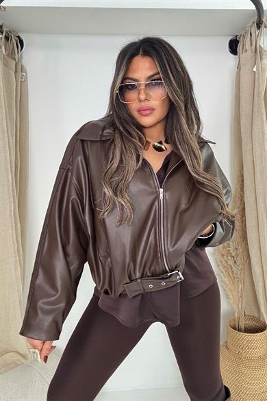 Zr Model Deri Ceket Acı Kahve