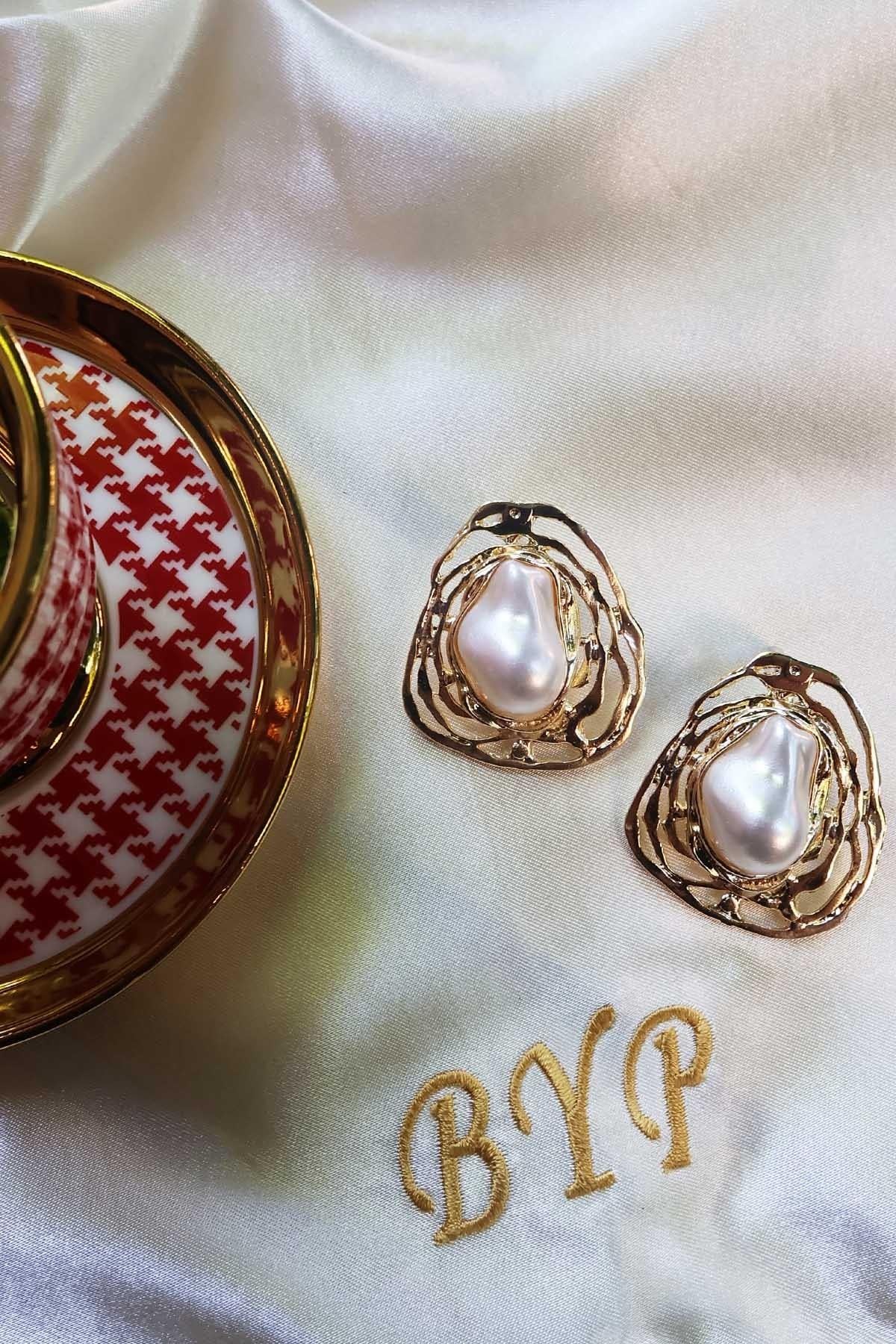 Barok İnci Küpe Gold