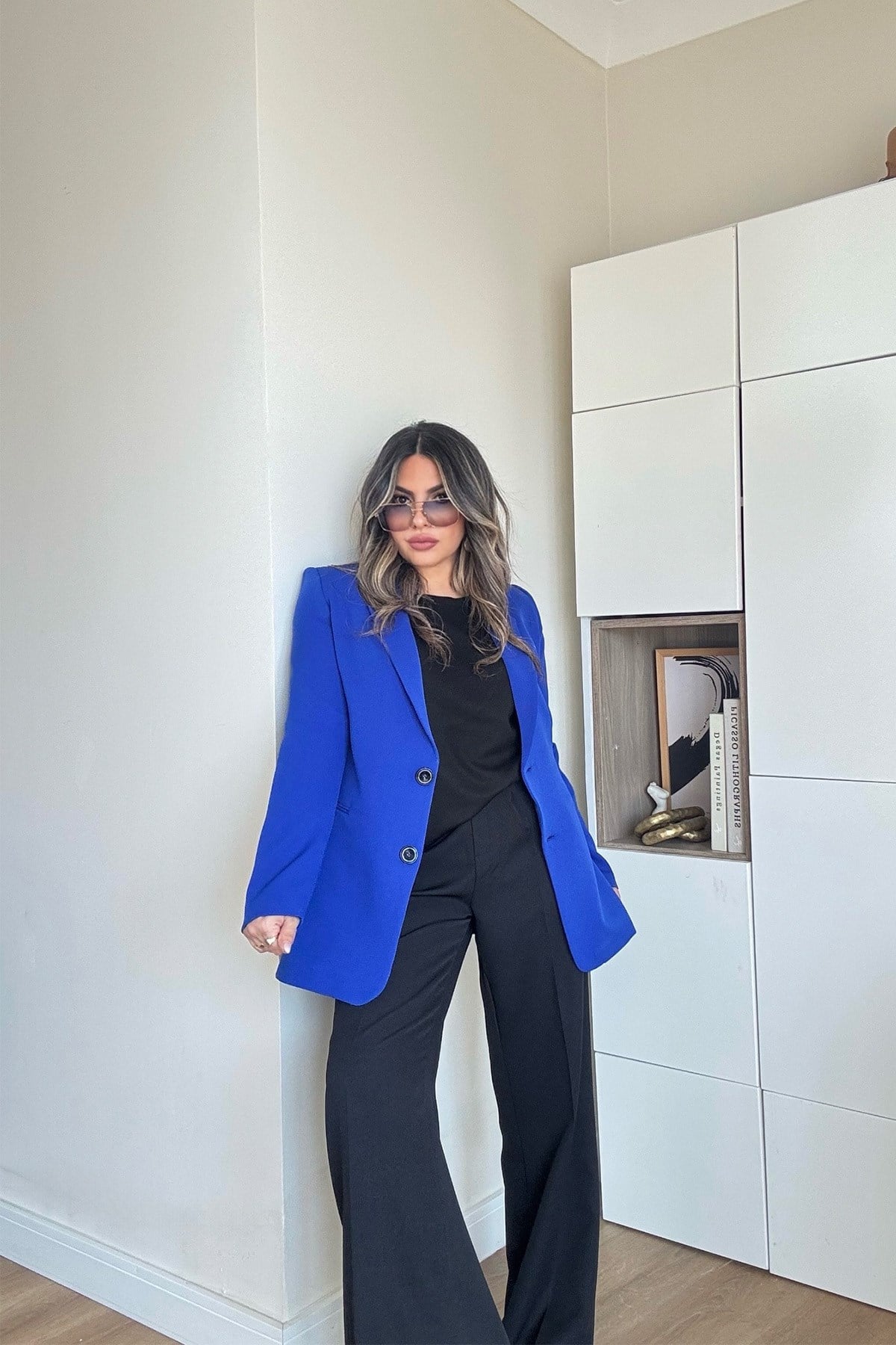 Basic İki Düğme Blazer Ceket Saks