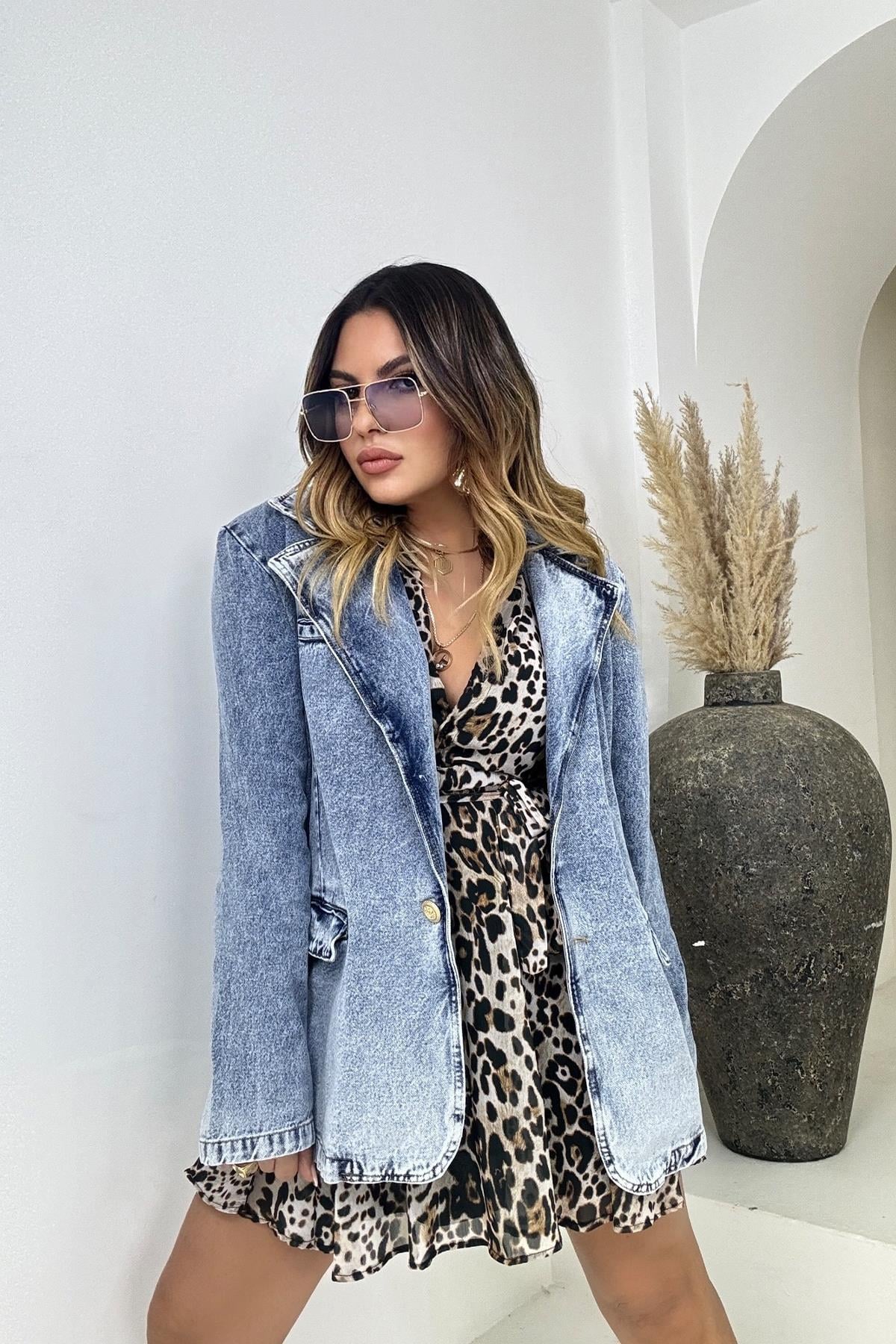 Blazer Jean Ceket Mavi