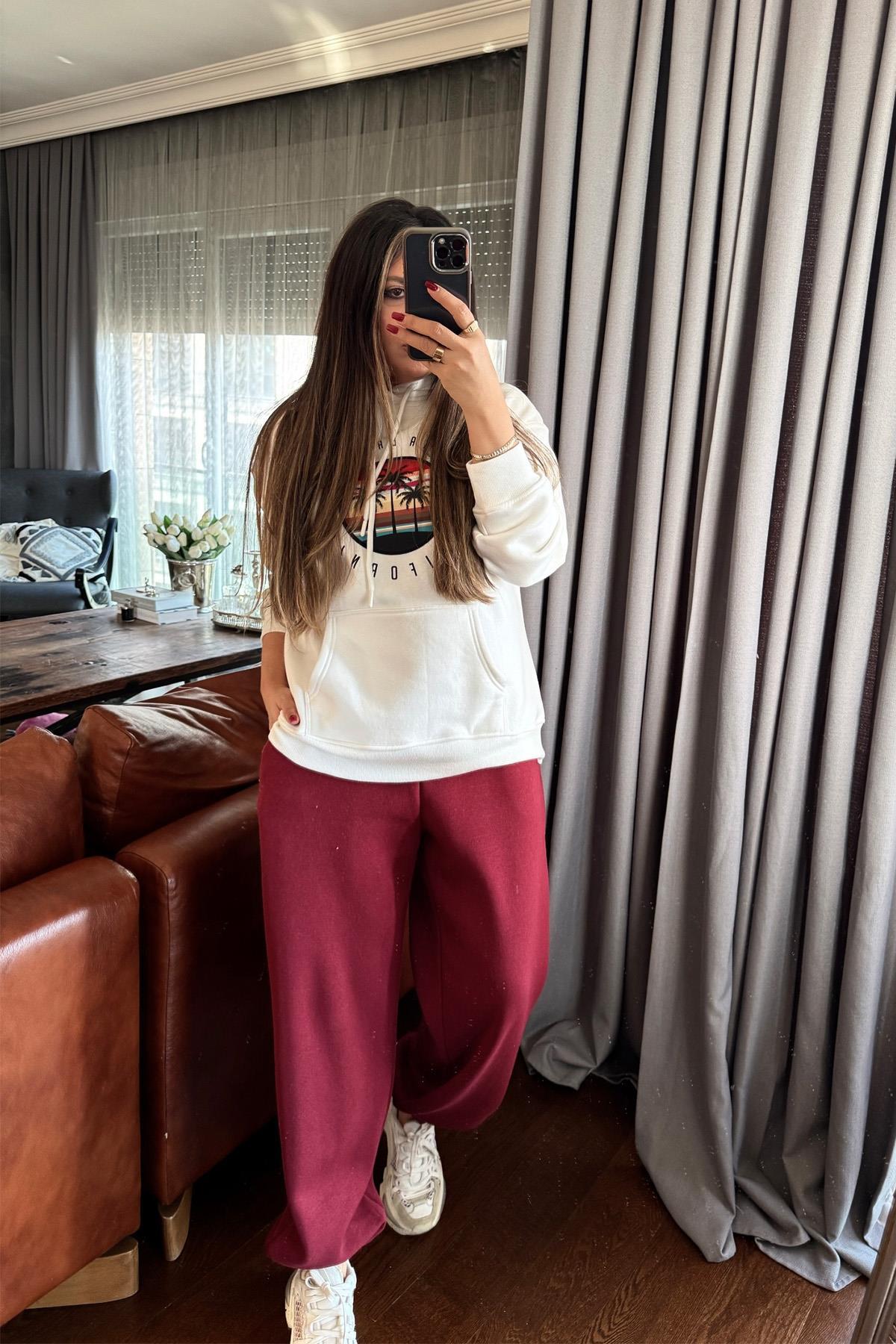 California Kapüşonlu Sweatshirt Ekru