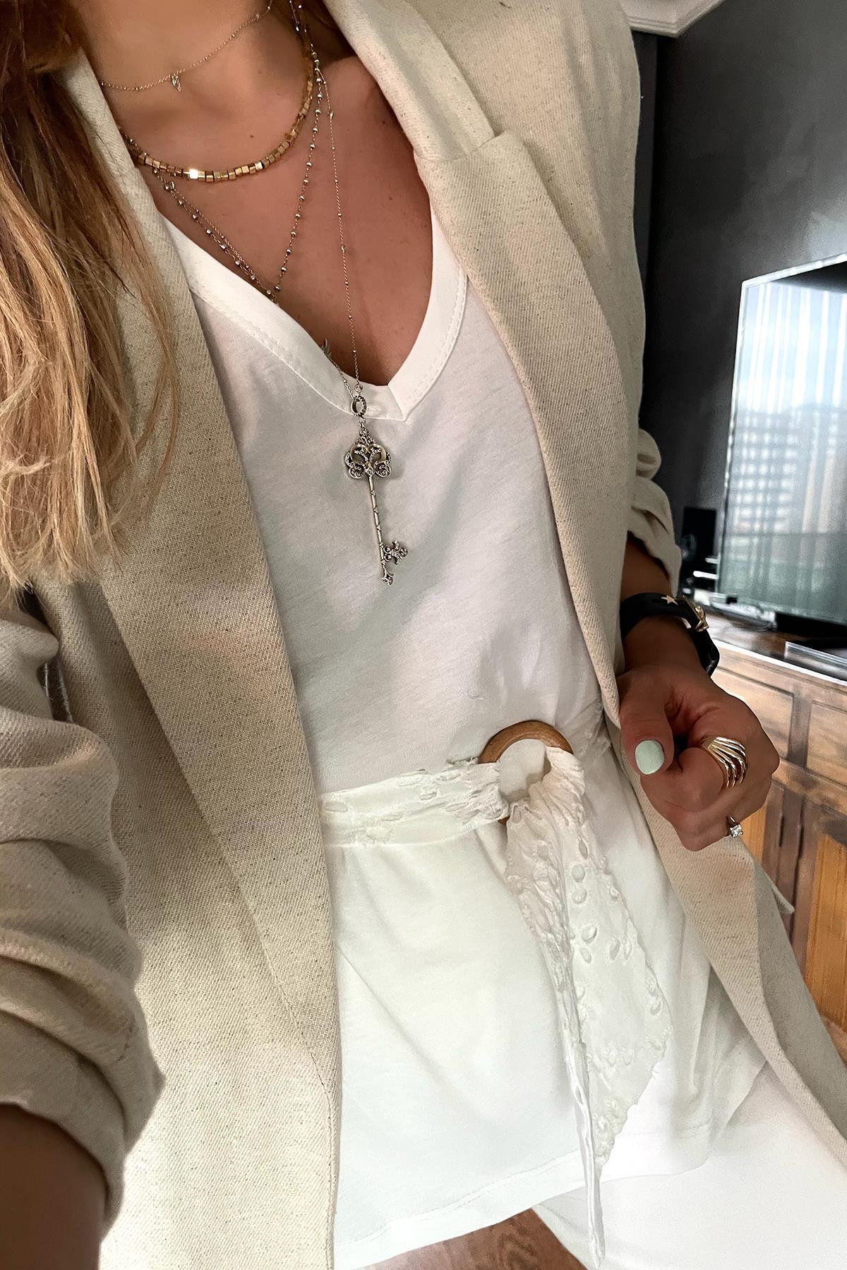 Fisto Kemerli Tshirt Ekru