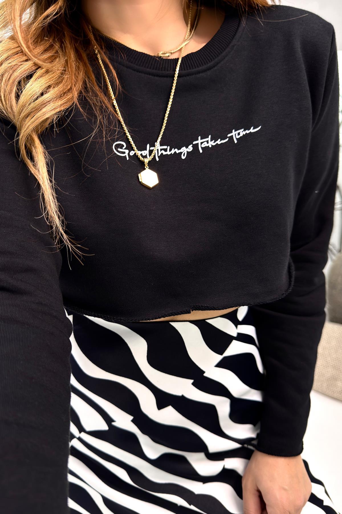 Good Things Crop Sweat Siyah