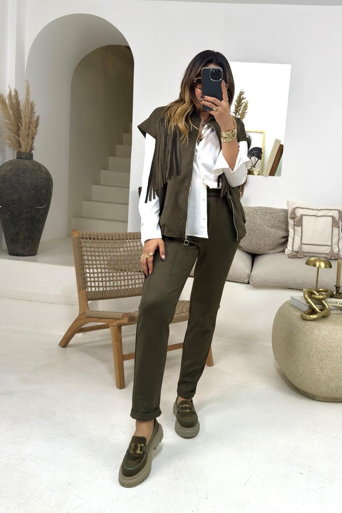 Güderi Slim Fit Pantolon Haki