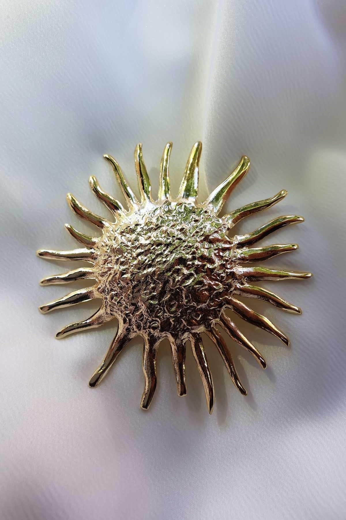 Güneş Işıltısı Küçük Broş Gold