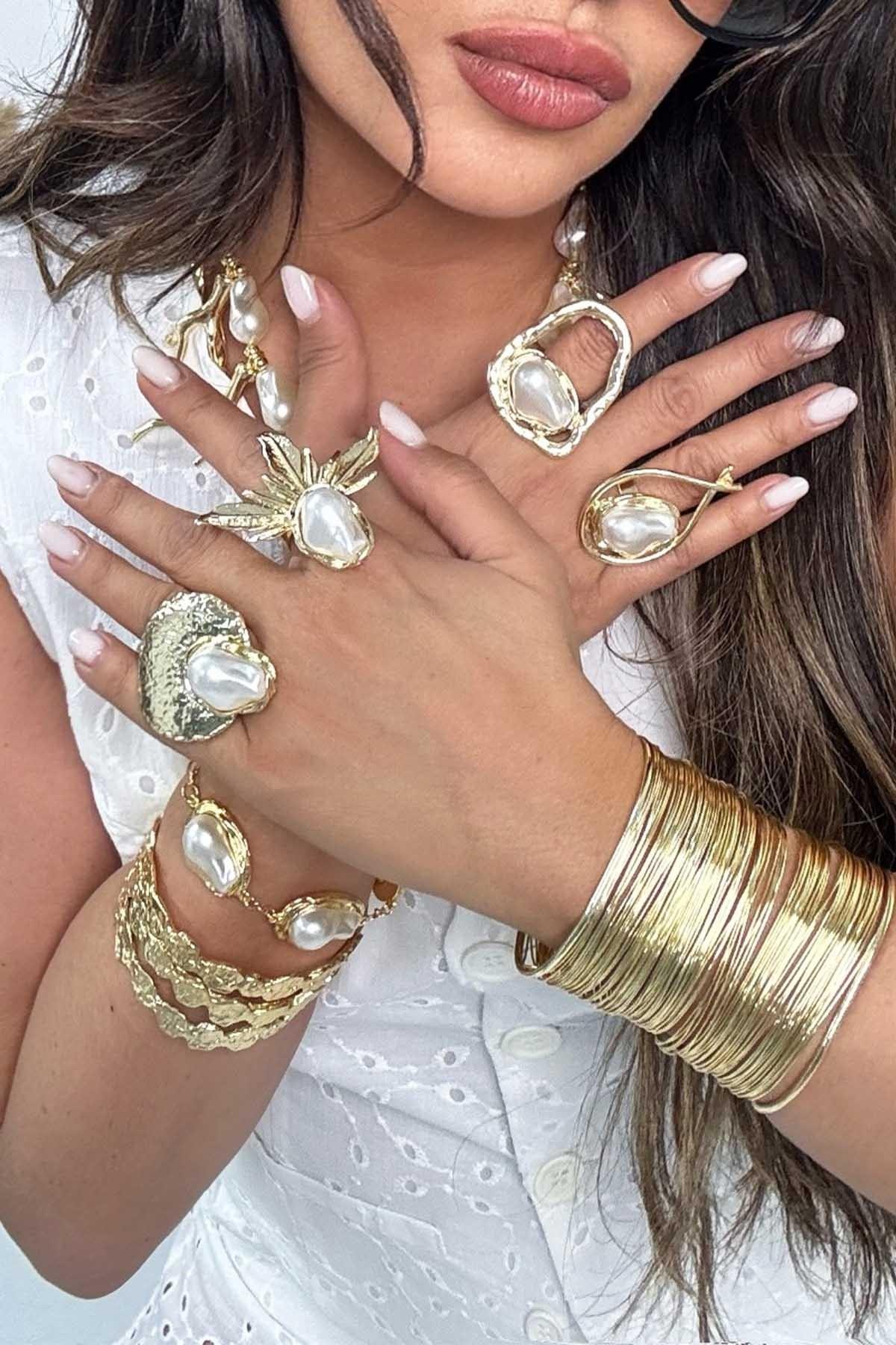 İnci Dalgası Yüzük Gold