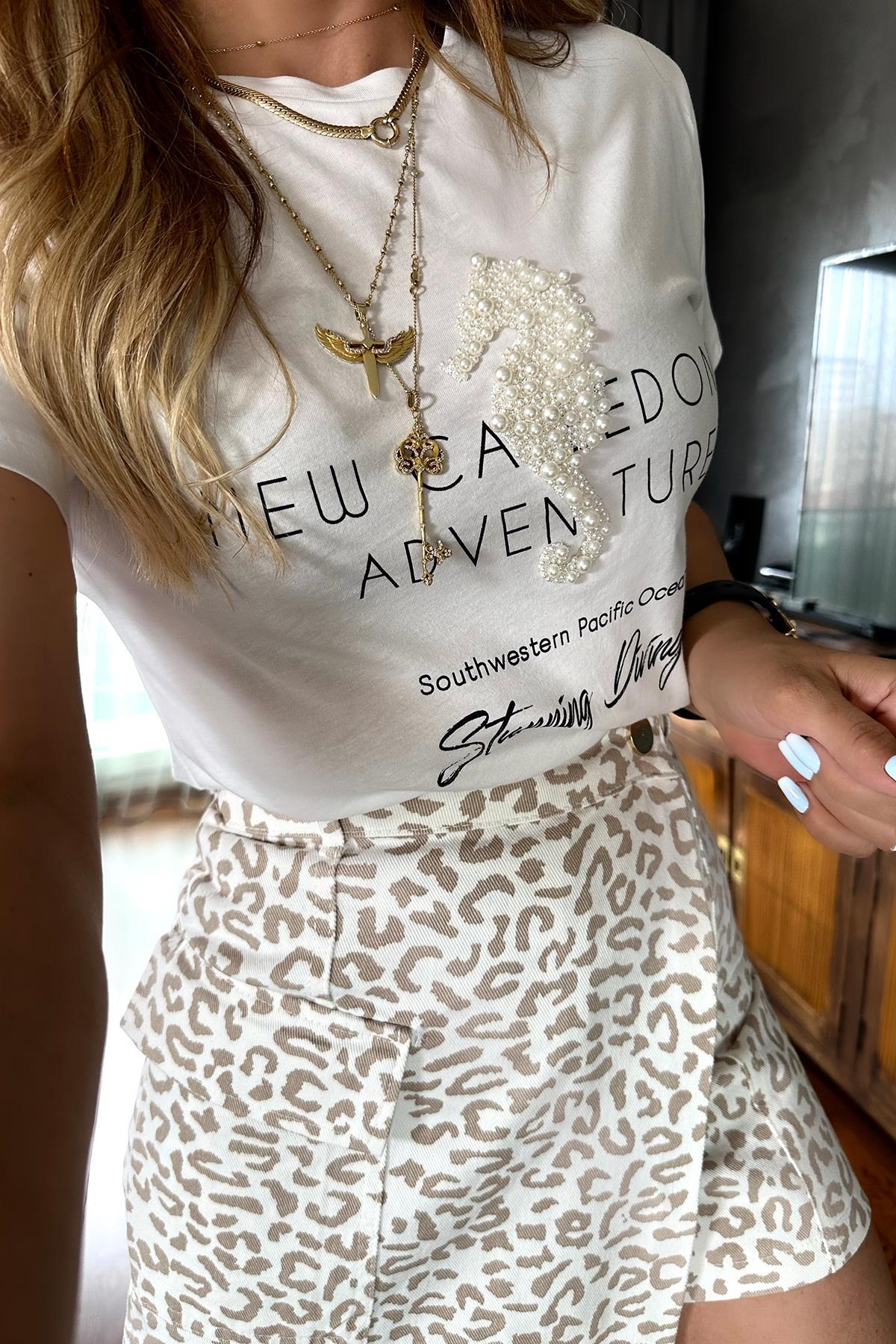 İncili Denizatı Tshirt Ekru