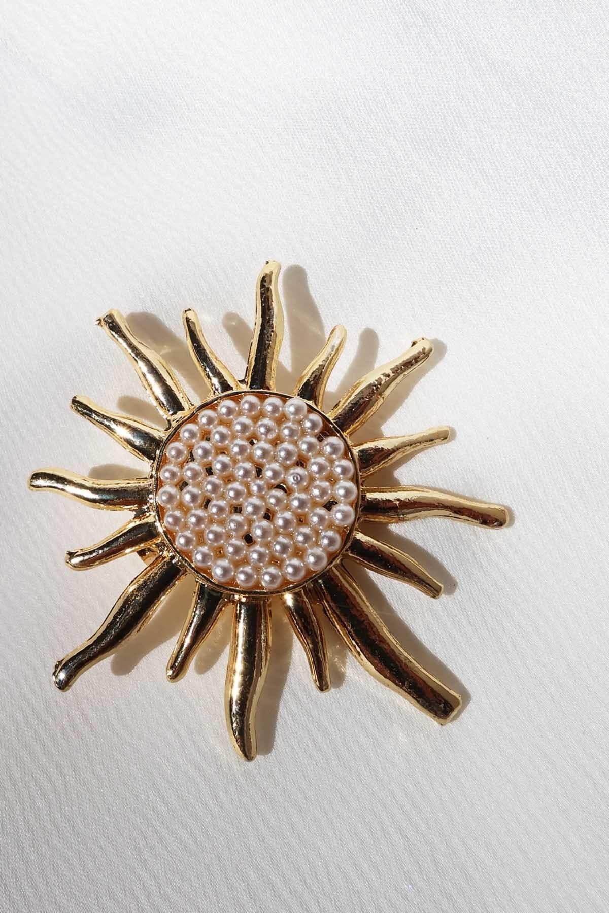 İncinin Işıltısı Broş Gold