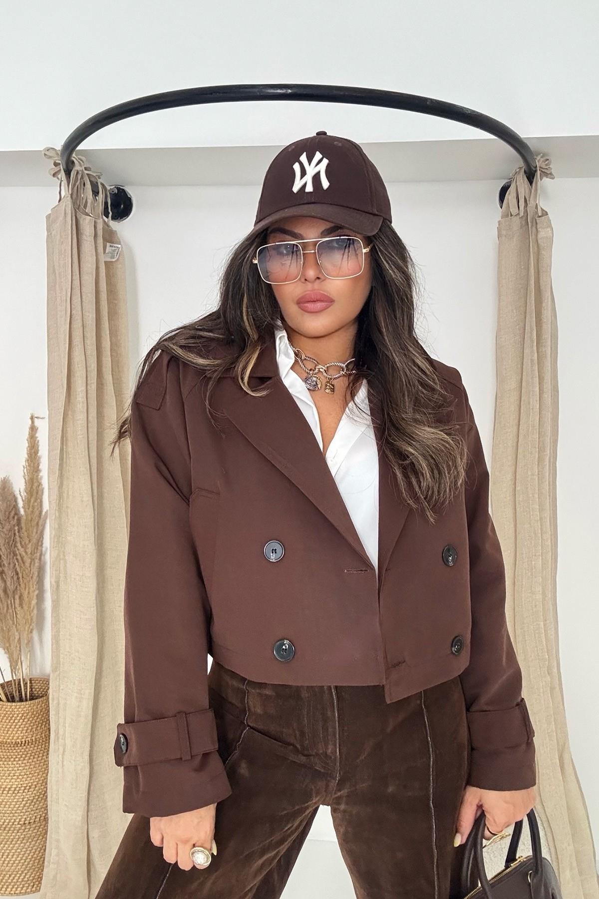 Kısa Trenchcoat Acı Kahve