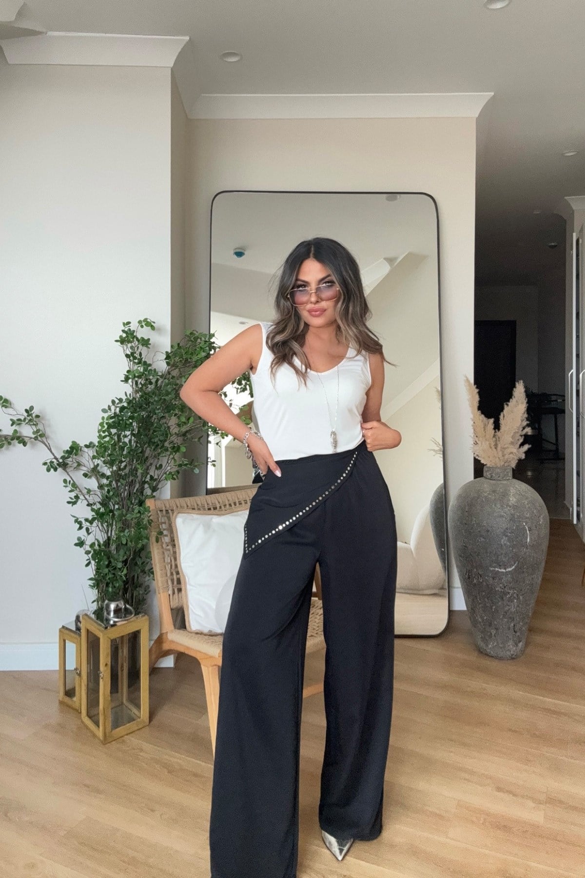 Marka Model Şal Bağlamalı Pantolon Siyah