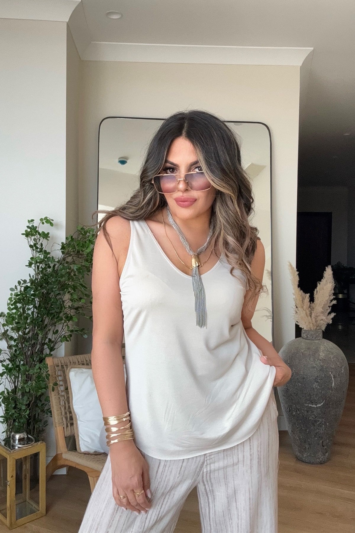 Modal Kumaş Askılı Atlet Bej