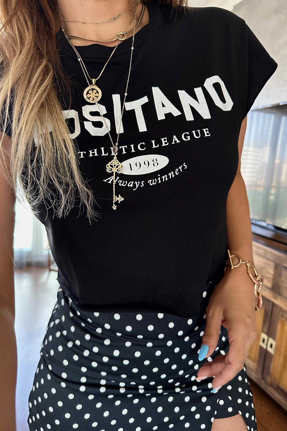 Positano Crop Tshirt Siyah