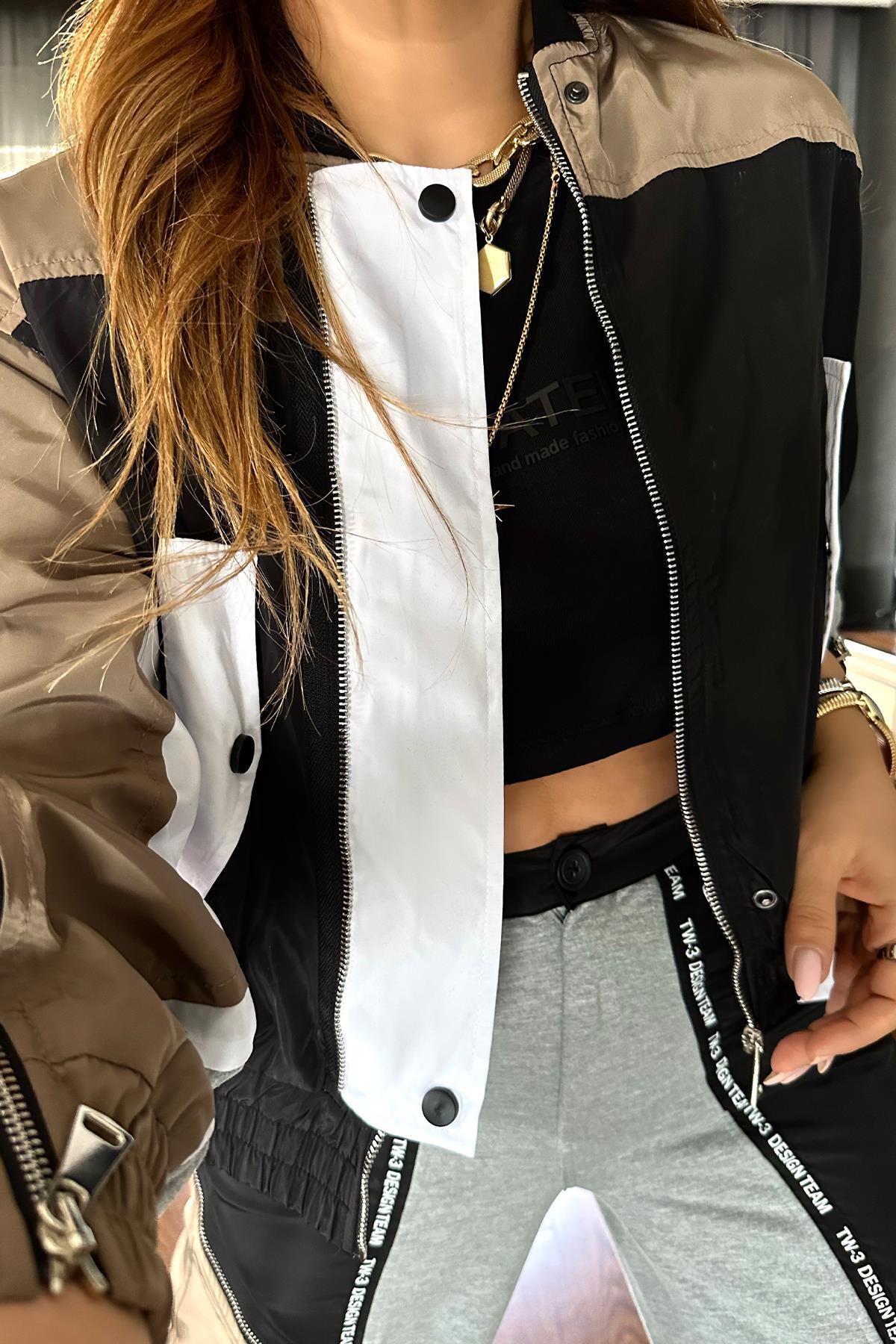 Sweat Garnili Bomber Ceket Renkli