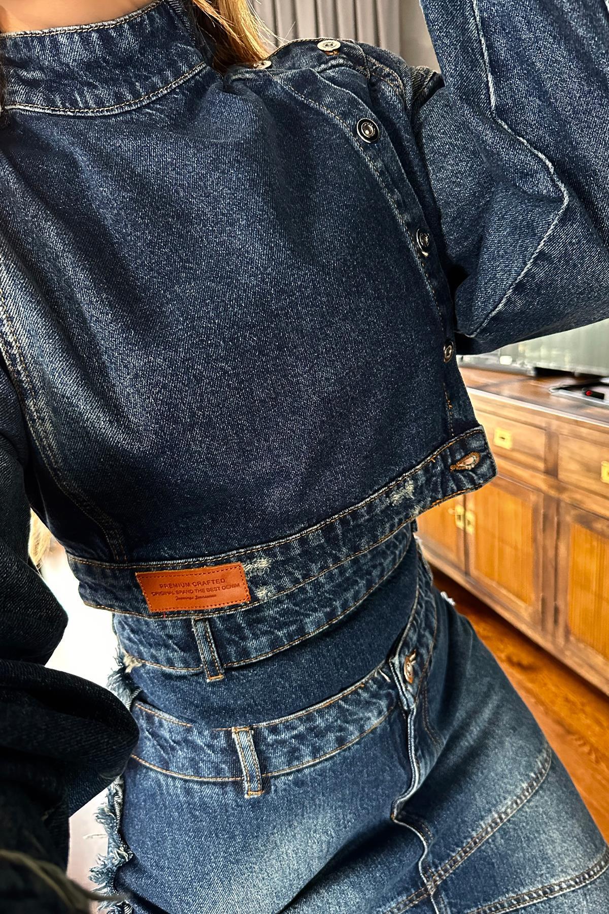 Tasarım Jean Crop Mavi
