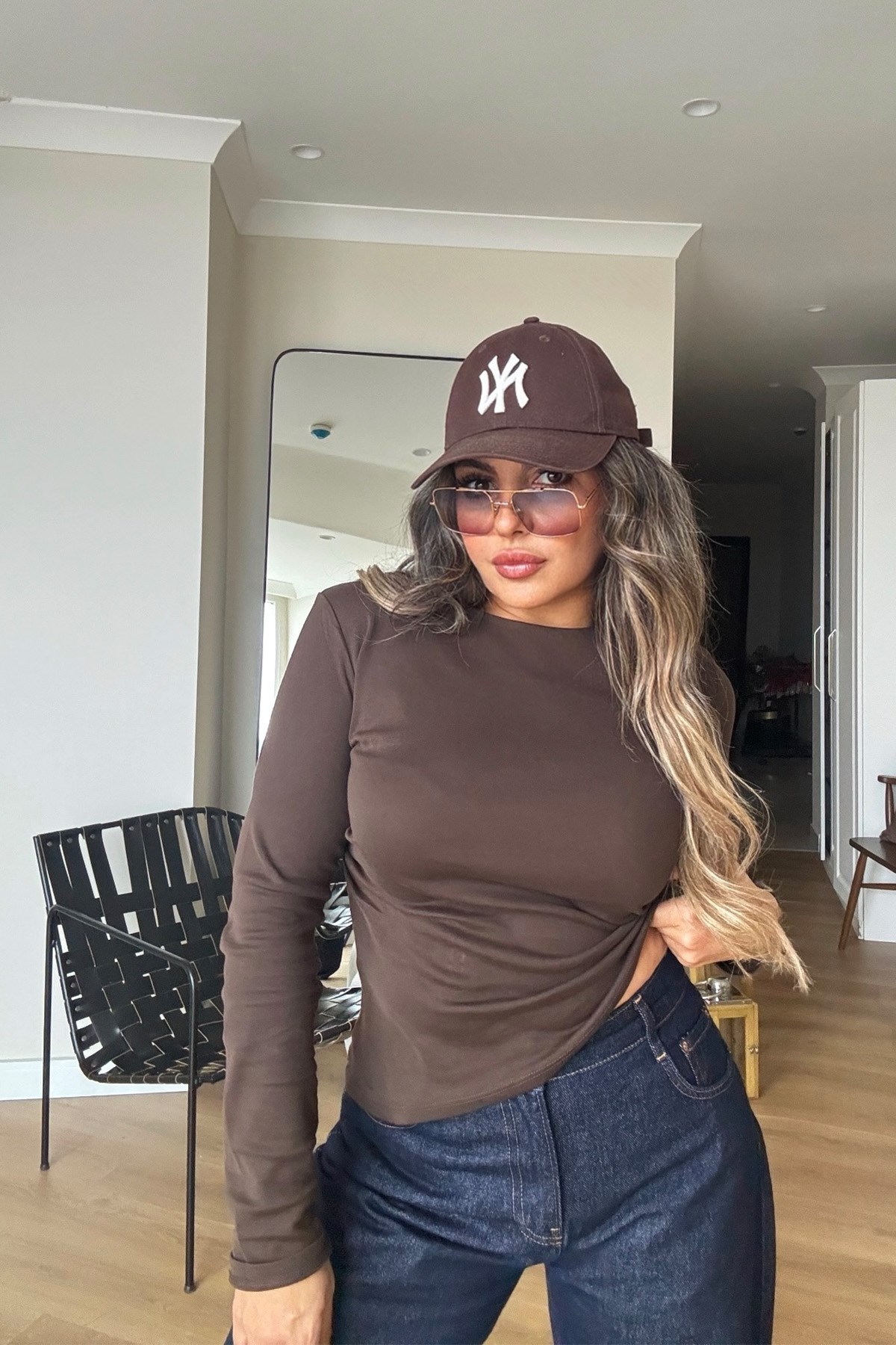 Tek Yanı Büzgülü Basic Body Kahve